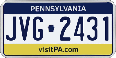 PA license plate JVG2431
