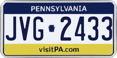PA license plate JVG2433