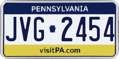 PA license plate JVG2454
