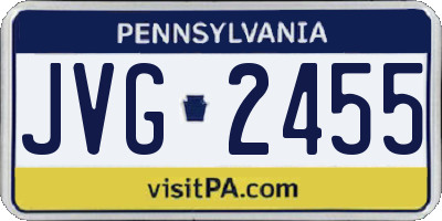 PA license plate JVG2455