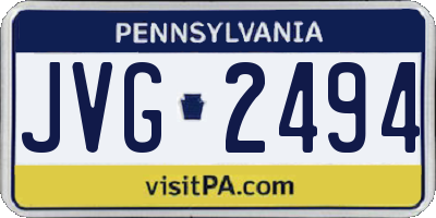PA license plate JVG2494