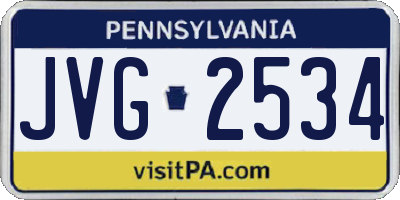 PA license plate JVG2534