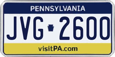 PA license plate JVG2600