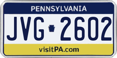 PA license plate JVG2602
