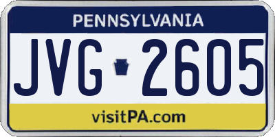 PA license plate JVG2605