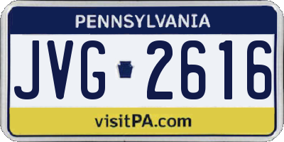 PA license plate JVG2616
