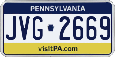 PA license plate JVG2669