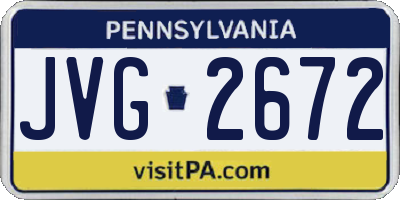 PA license plate JVG2672