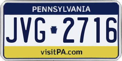 PA license plate JVG2716