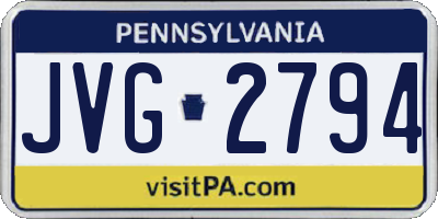 PA license plate JVG2794