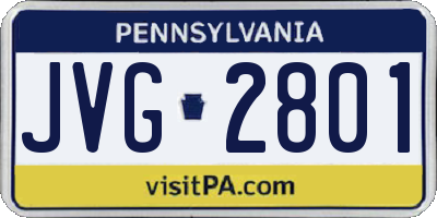 PA license plate JVG2801