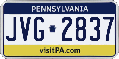 PA license plate JVG2837