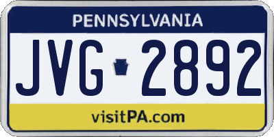 PA license plate JVG2892