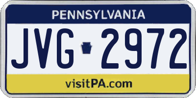 PA license plate JVG2972