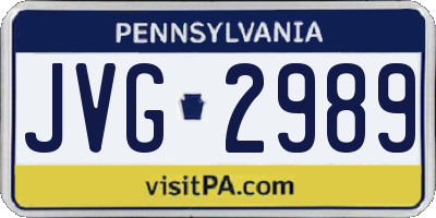 PA license plate JVG2989