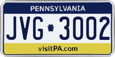 PA license plate JVG3002