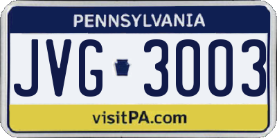 PA license plate JVG3003