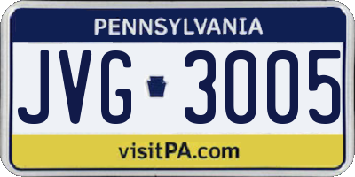 PA license plate JVG3005