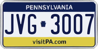 PA license plate JVG3007