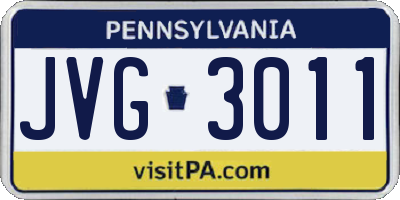 PA license plate JVG3011