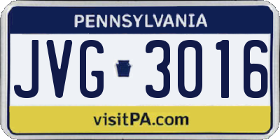 PA license plate JVG3016