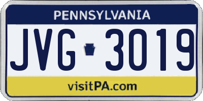 PA license plate JVG3019