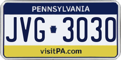 PA license plate JVG3030