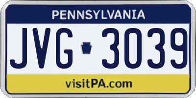 PA license plate JVG3039