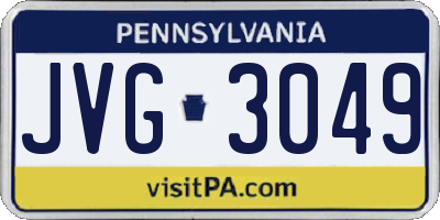 PA license plate JVG3049