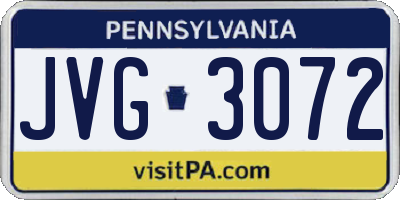 PA license plate JVG3072