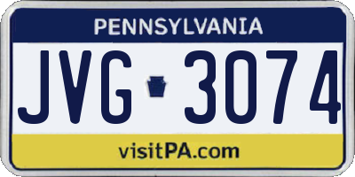 PA license plate JVG3074