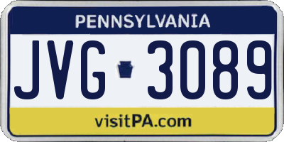 PA license plate JVG3089