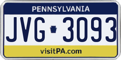 PA license plate JVG3093