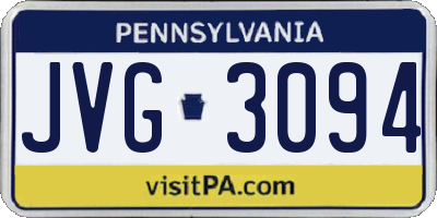 PA license plate JVG3094