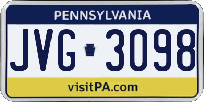 PA license plate JVG3098
