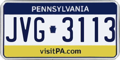 PA license plate JVG3113