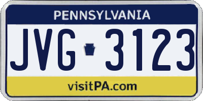 PA license plate JVG3123