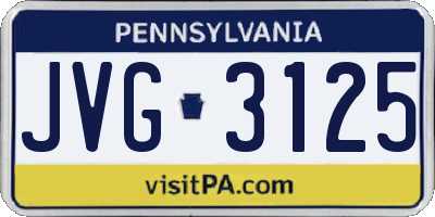 PA license plate JVG3125