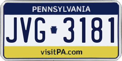 PA license plate JVG3181