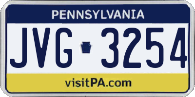 PA license plate JVG3254