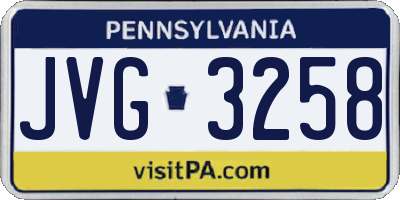 PA license plate JVG3258