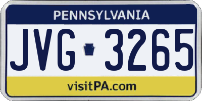 PA license plate JVG3265