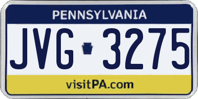 PA license plate JVG3275