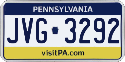 PA license plate JVG3292
