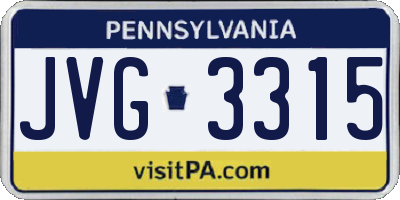 PA license plate JVG3315