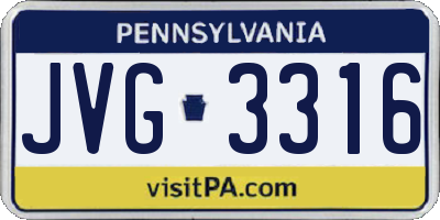 PA license plate JVG3316