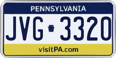 PA license plate JVG3320
