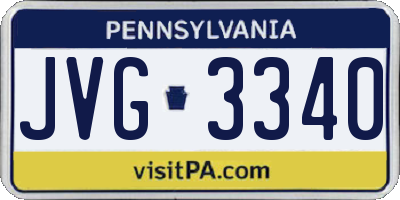 PA license plate JVG3340