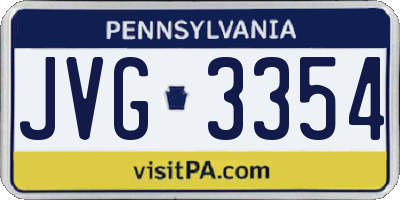 PA license plate JVG3354