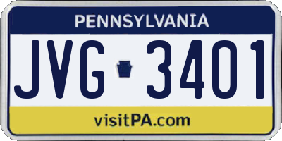 PA license plate JVG3401
